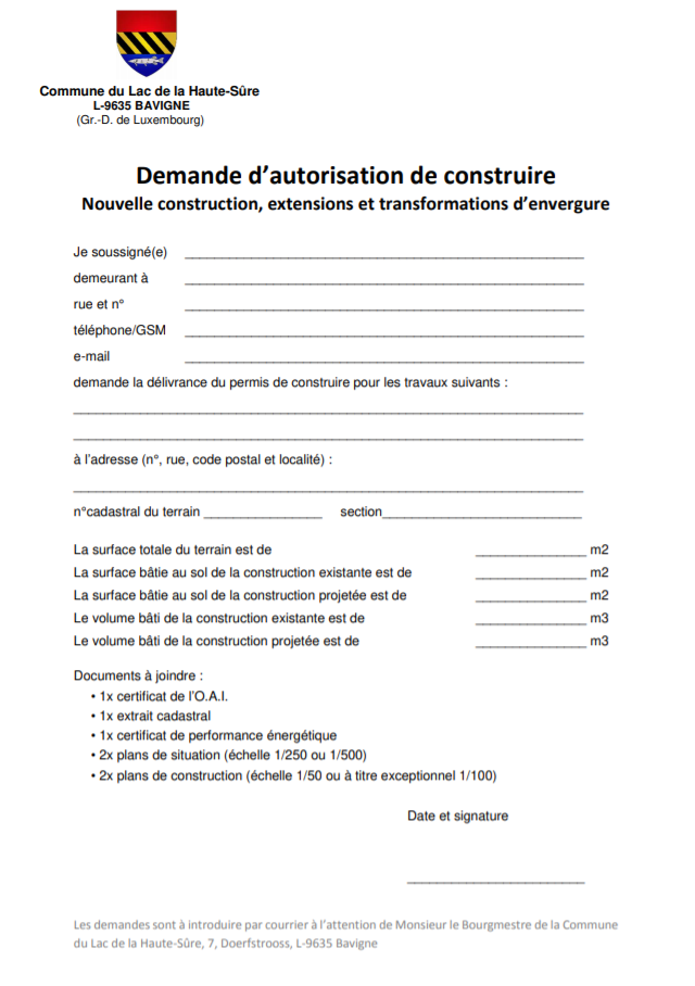 Demande d'autorisation de construire LacHauteSûre