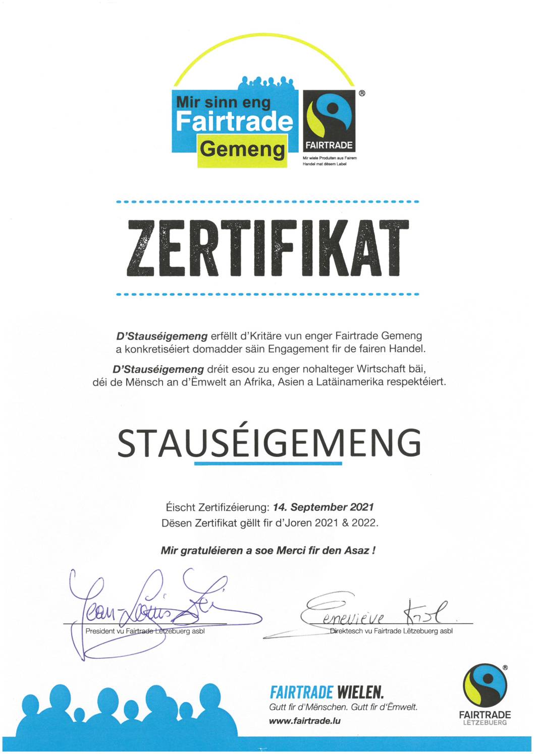 Fairtrade Zertifikat Stauséigemeng