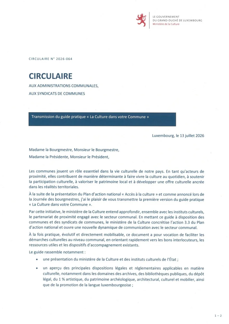 Circulaire 2026-064 - Transmission du guide pratique