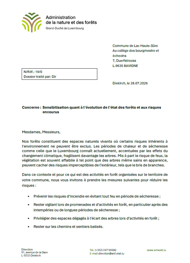 ANF - Sensibilisation quant à l’évolution de l’état des forêts et aux risques encourus