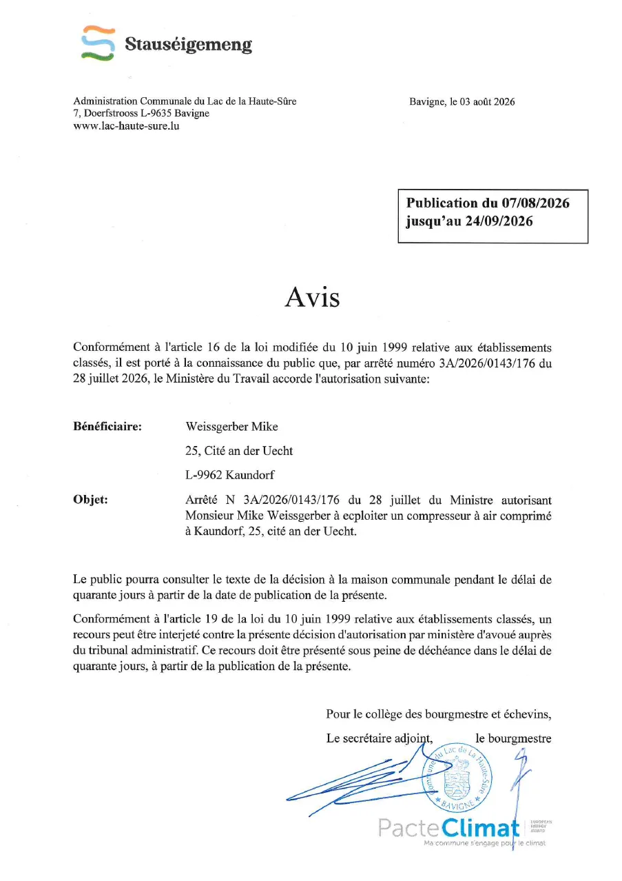 Avis public - Arrêté n° 3A/2026/0143/176 du 28 juillet 2026