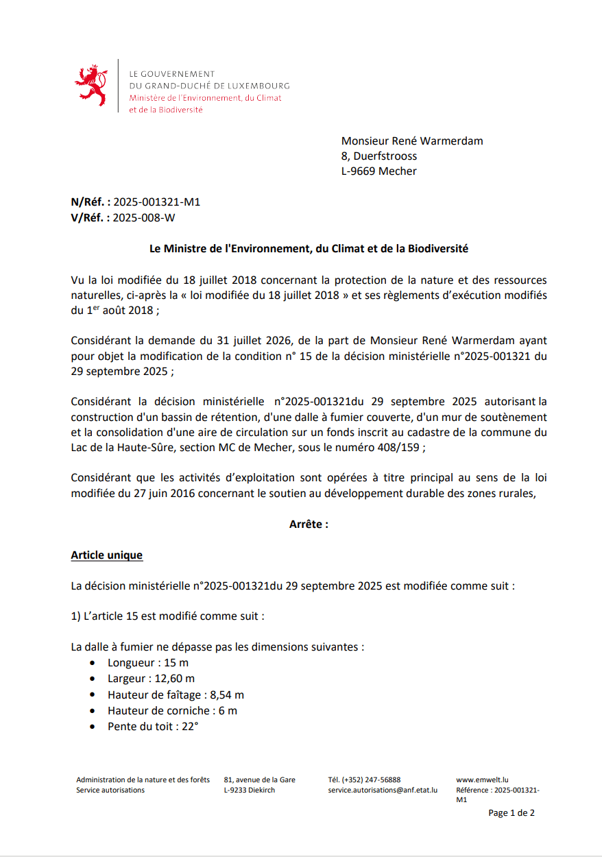 Avis au public - Décision 2025-001321-M1