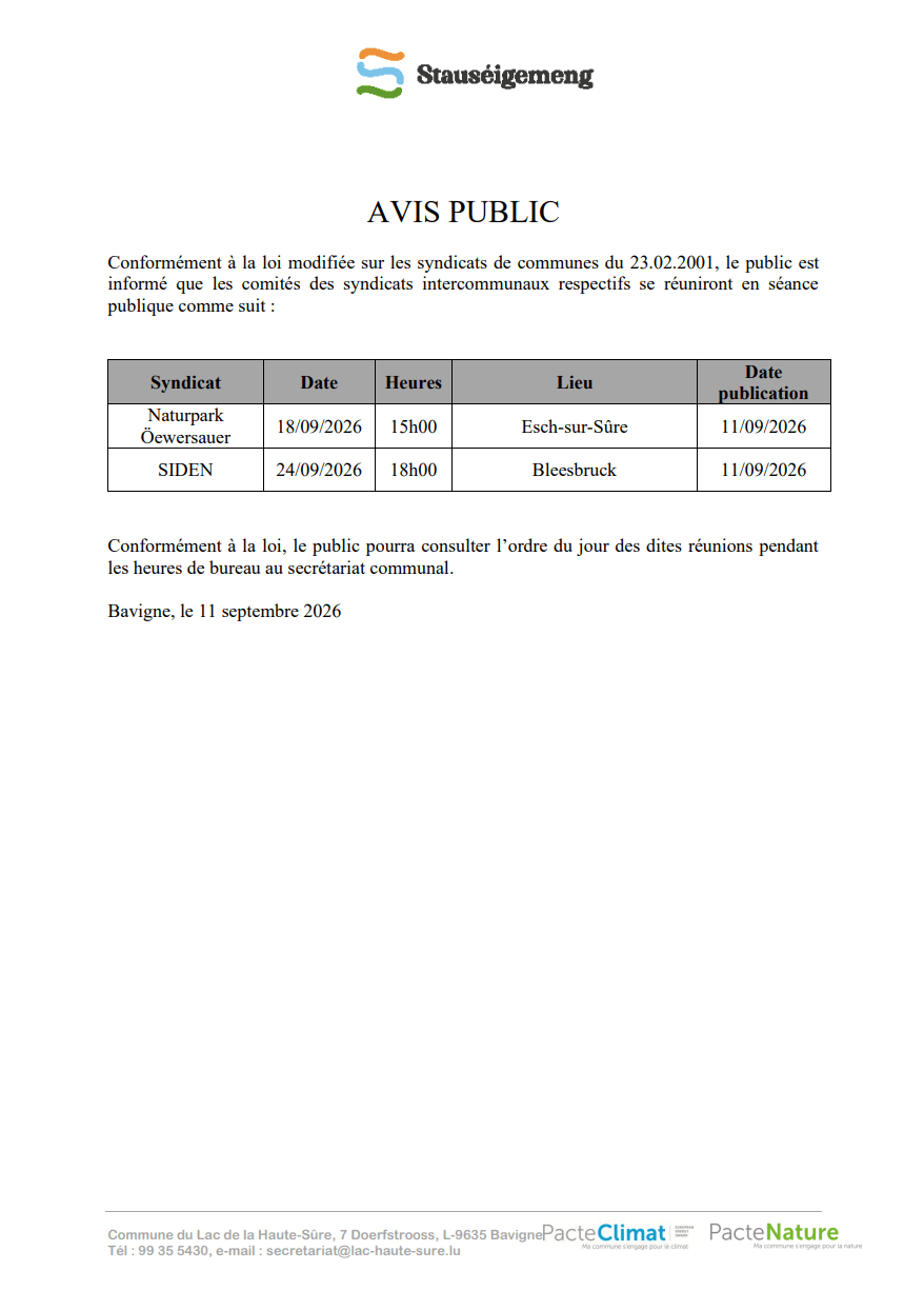 Avis global réunions