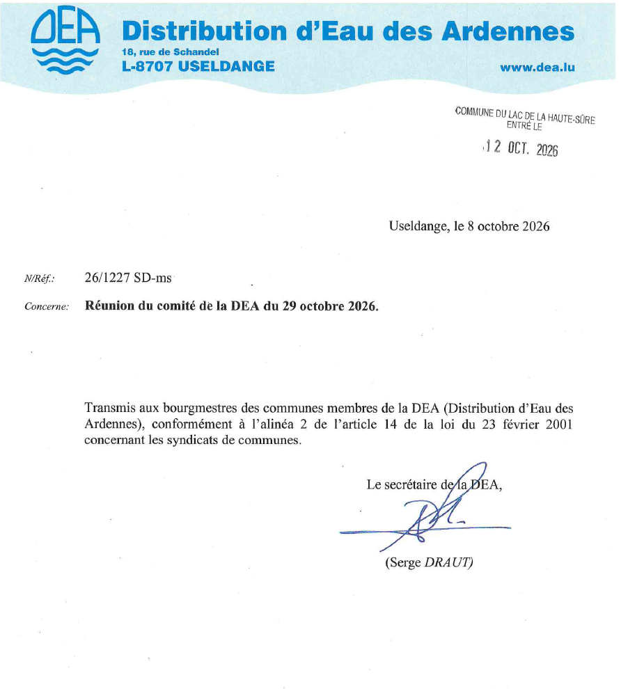 Convocation comité DEA 2026.10.29